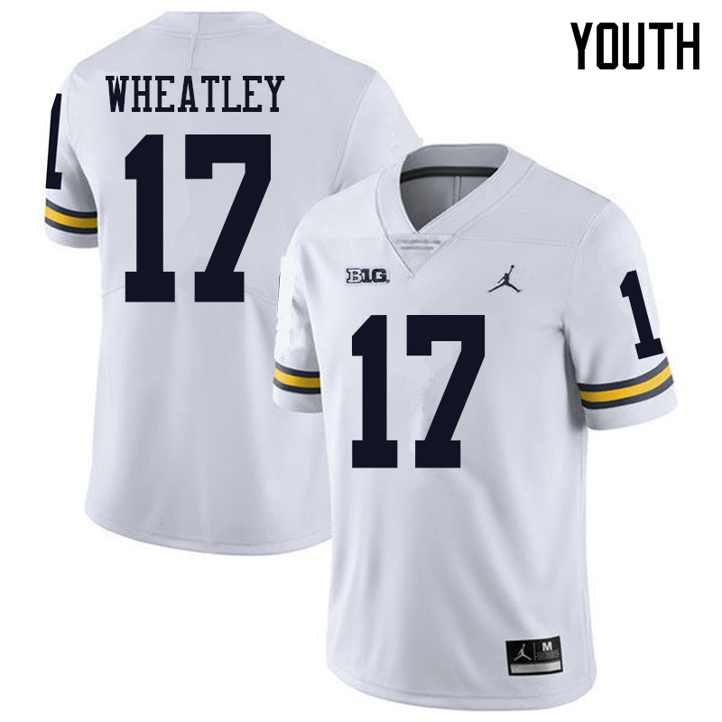 Jordan Brand Youth #17 Tyrone Wheatley Michigan Wolverines College Football Jerseys Sale-White